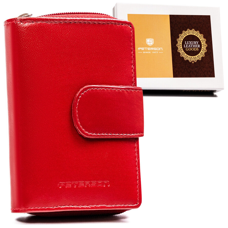 Dámska peňaženka z prírodnej kože so zapínaním na patentku a zips— Peterson