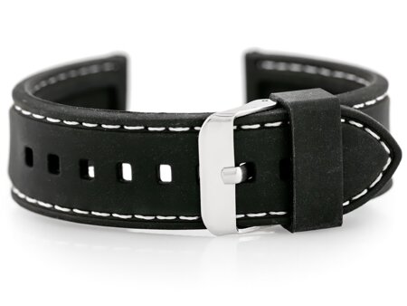 Pasek gumowy do zegarka U20 - czarny/białe 24mm