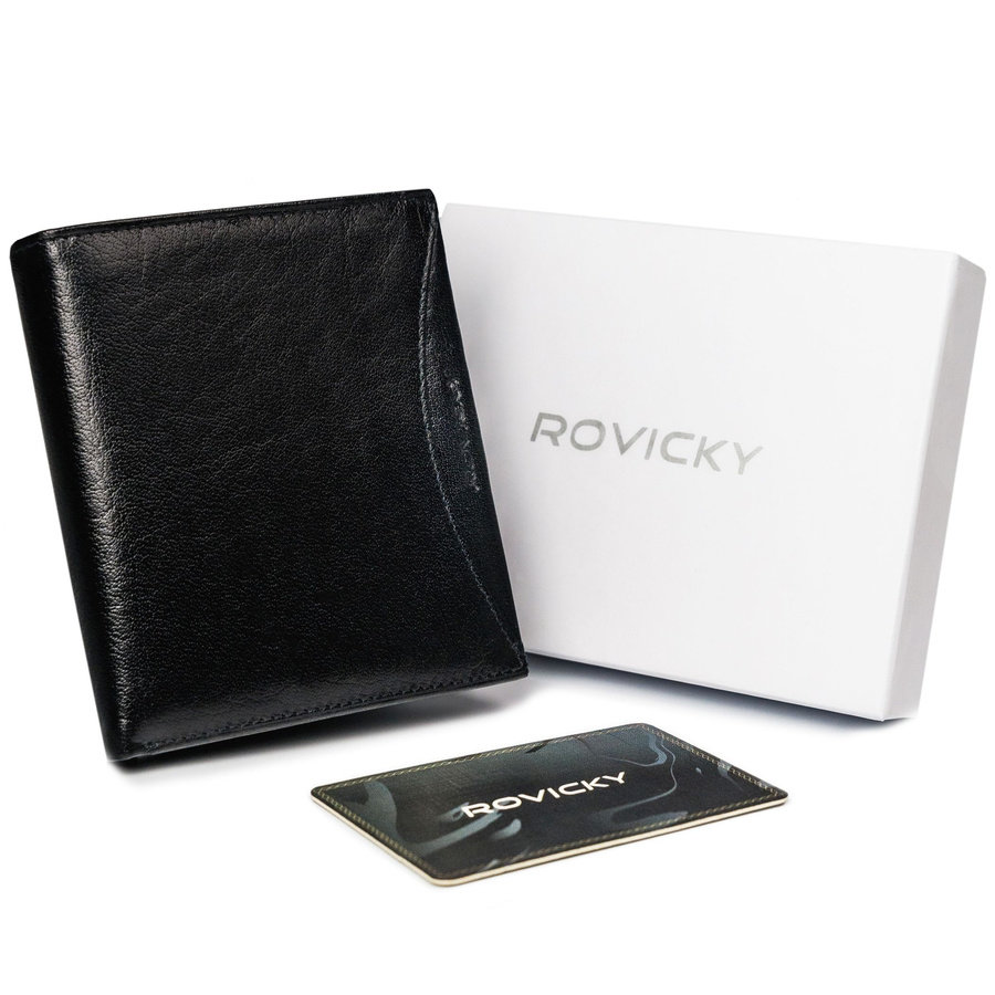 E-shop Priestranná pánska peňaženka z prírodnej lícovej kože s RFID ochranou - Rovicky