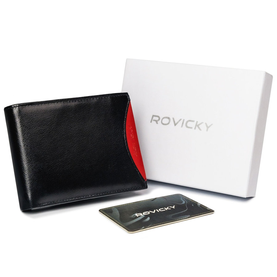 E-shop Pánska peňaženka z prírodnej lícovej kože s odnímateľným držiakom na karty - Rovicky