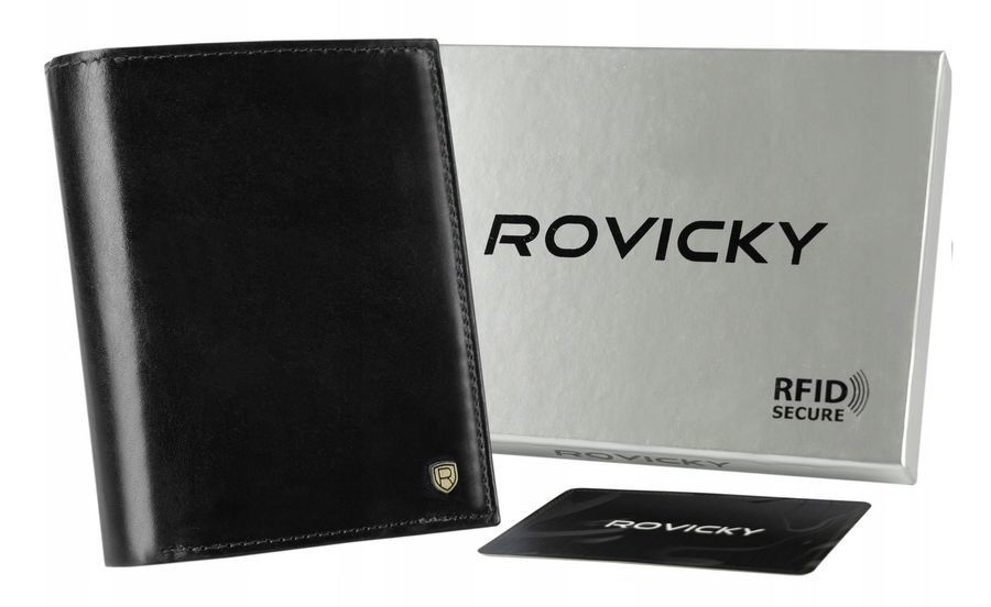 Klasická pánska peňaženka z prírodnej kože s priestorom na registračný certifikát, RFID - Rovicky