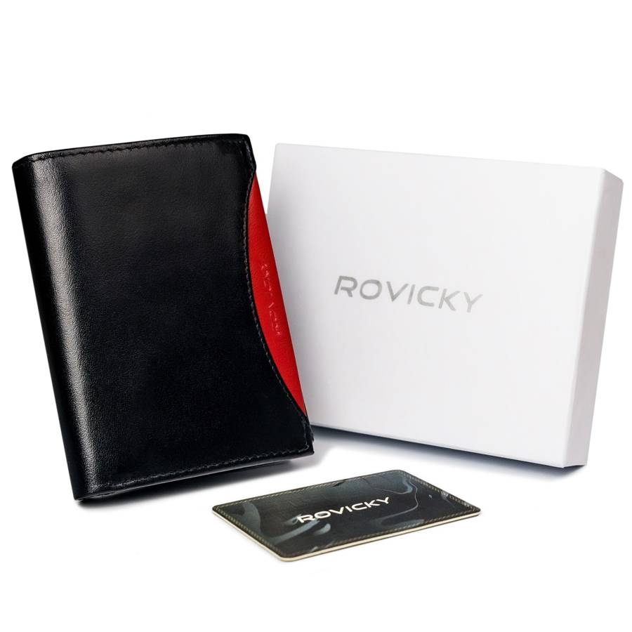 Bohato vybavená pánska peňaženka z prírodnej RFID lícovej kože - Rovicky