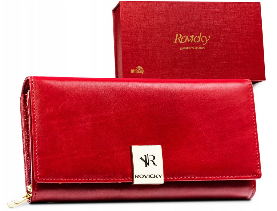 E-shop Veľká, kožená dámska peňaženka so zapínaním na patentku — Rovicky