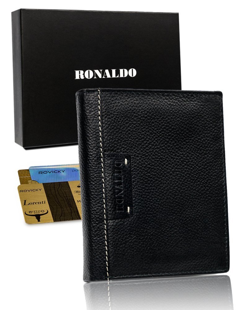 E-shop Veľká čierna kožená pánska peňaženka - Ronaldo