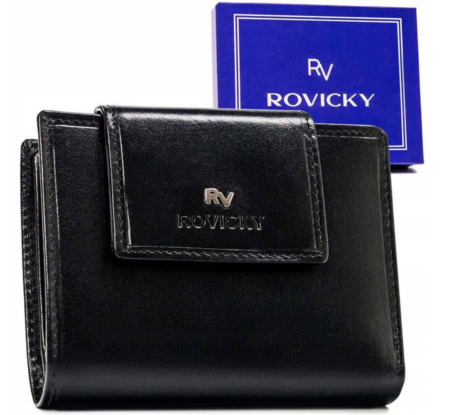 E-shop Kožená peňaženka so zapínaním na cvok a RFID systémom - Rovicky