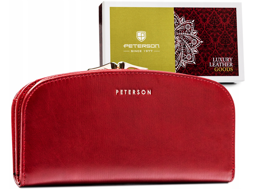 E-shop Veľká dámska kožená peňaženka s háčikom a zapínaním — Peterson