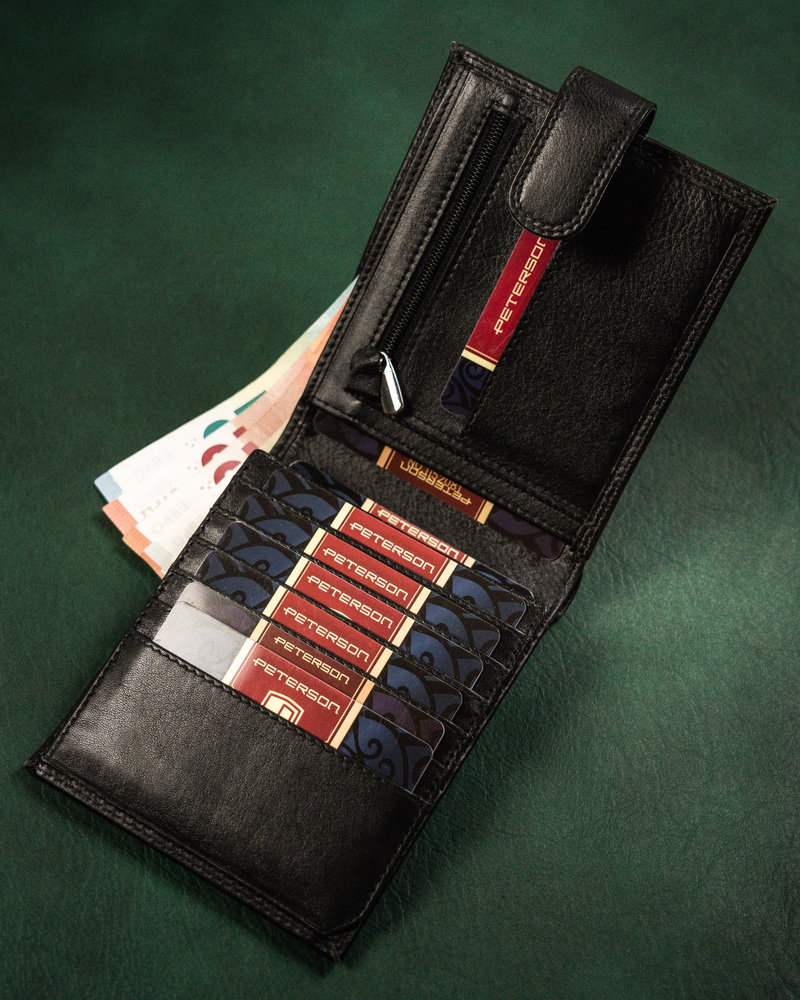 Veľká kožená pánska peňaženka na karty - Peterson
