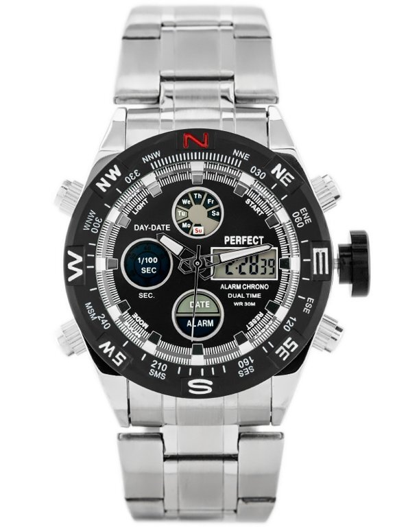 Pánske hodinky PERFECT ZEUS - A890 (zp257b) - silver/black