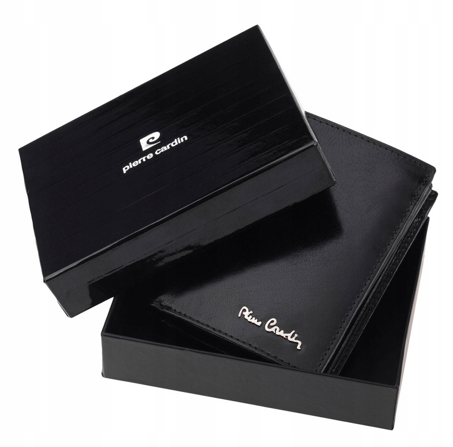 E-shop Minimalistická pánska peňaženka z čiernej prírodnej kože - Pierre Cardin