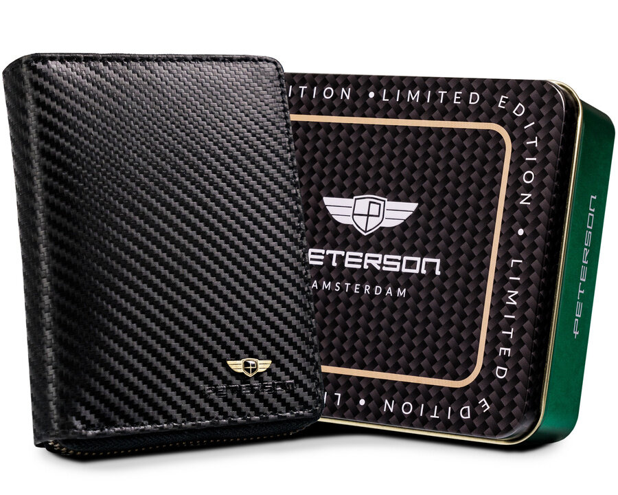 E-shop Čierna kožená peňaženka Peterson PTN 340-CA-6655