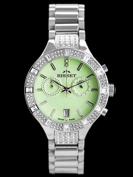E-shop Dámske hodinky BISSET BSBE18 - silver/green (zb547a)