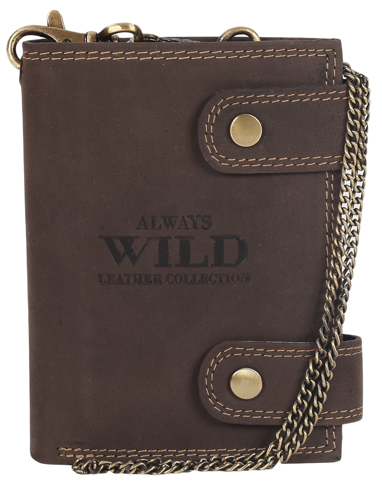 E-shop Atraktívna pánska kožená peňaženka s mosadznou retiazkou - Always Wild