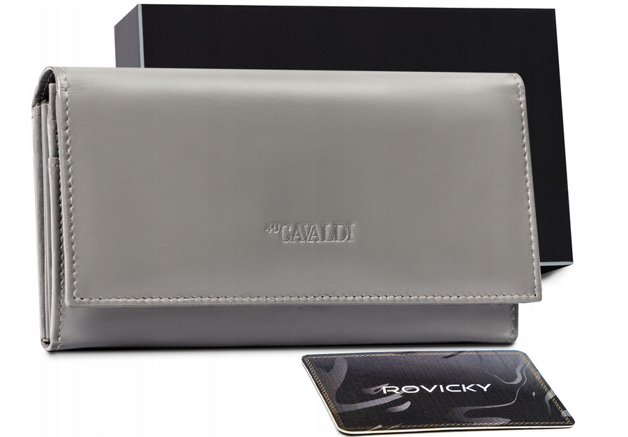 E-shop Elegantná, predĺžená dámska peňaženka s chlopňou s patentkou — Cavaldi