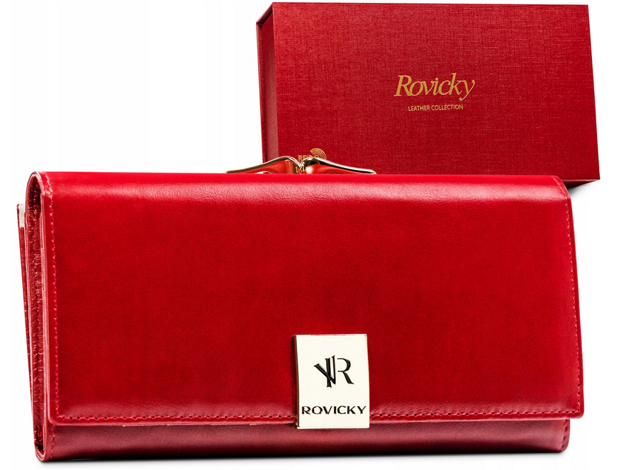 E-shop Dámska kožená peňaženka s RFID systémom zamykany na zatrzask — Rovicky