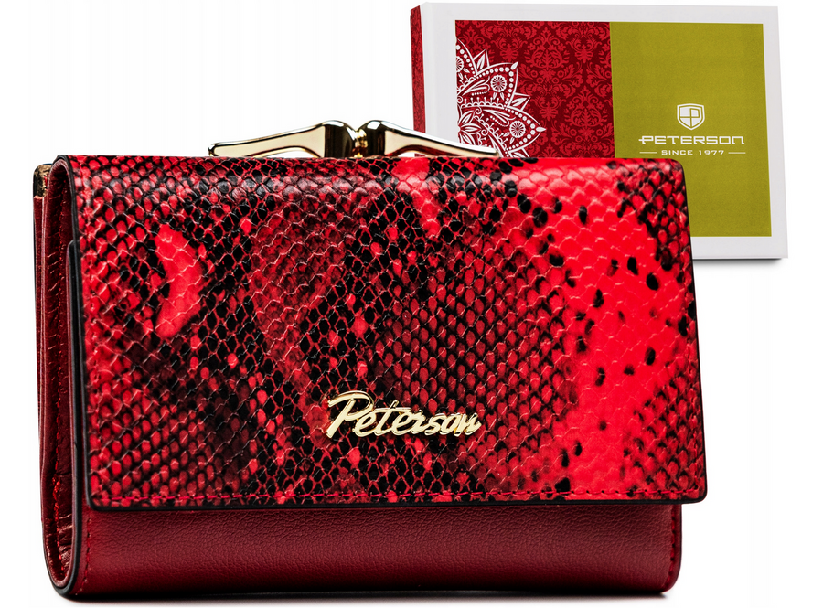 E-shop Dámska kožená peňaženka s hadím vzorom — Peterson PTN SM-412