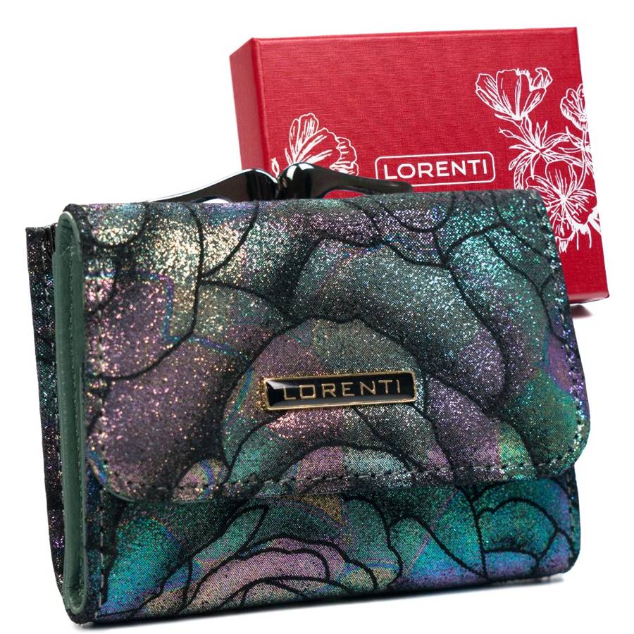 E-shop Malá dámska kožená peňaženka s dúhovými kvetmi — Lorenti