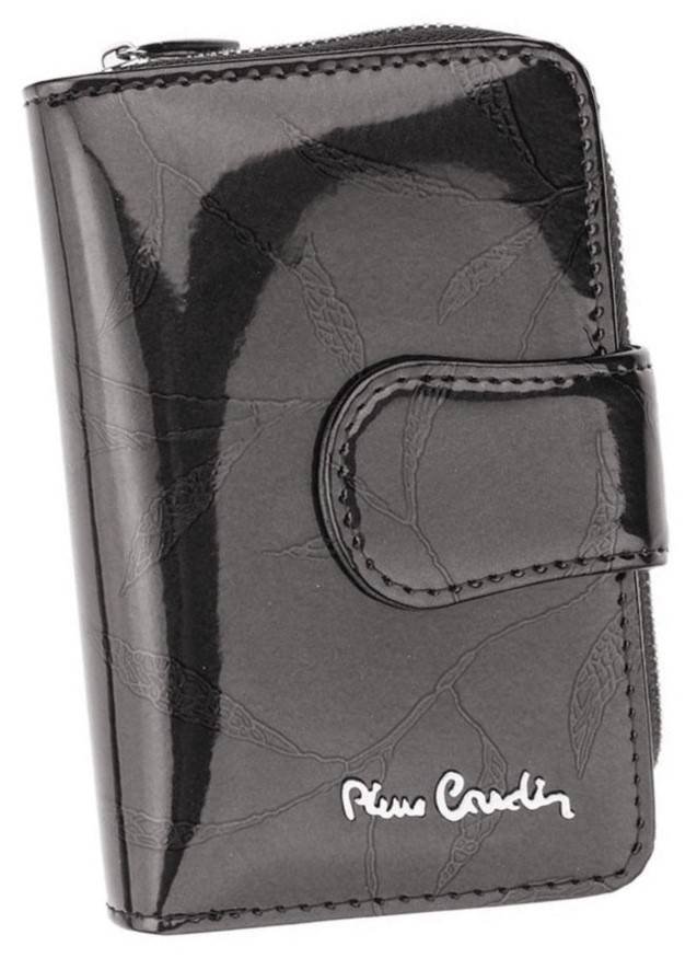E-shop Malá, vertikálna peňaženka z prírodnej lakovanej kože s motívom listov— Pierre Cardin