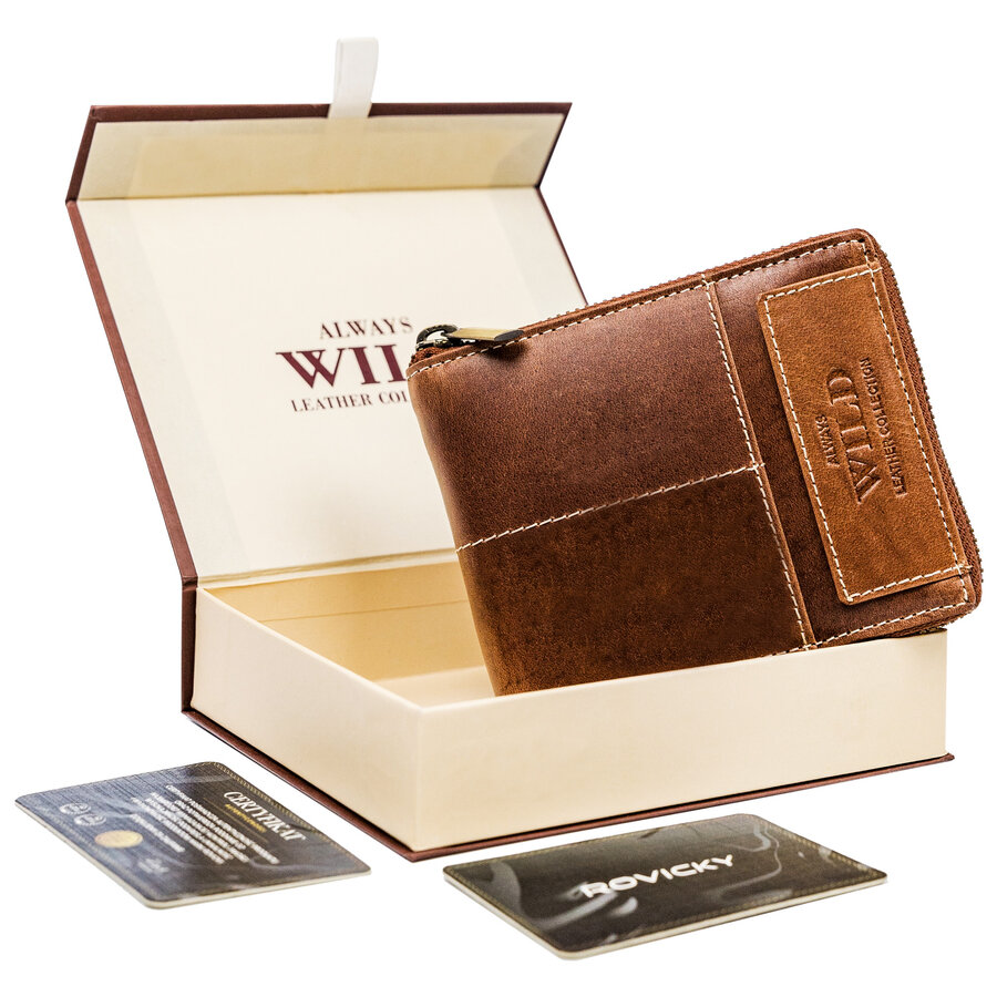 E-shop Veľká pánska kožená peňaženka na zips - Always Wild