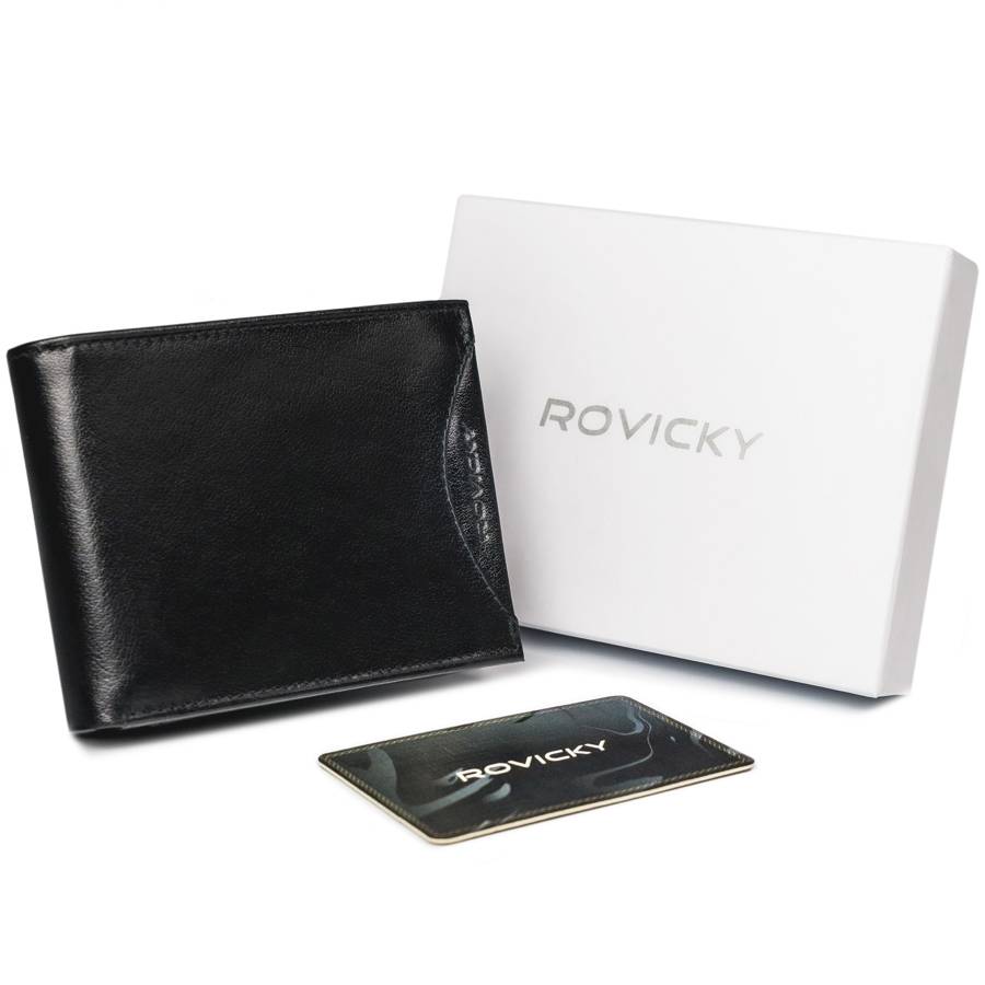 E-shop Široká, originálna pánska peňaženka z prírodnej RFID lícovej kože - Rovicky