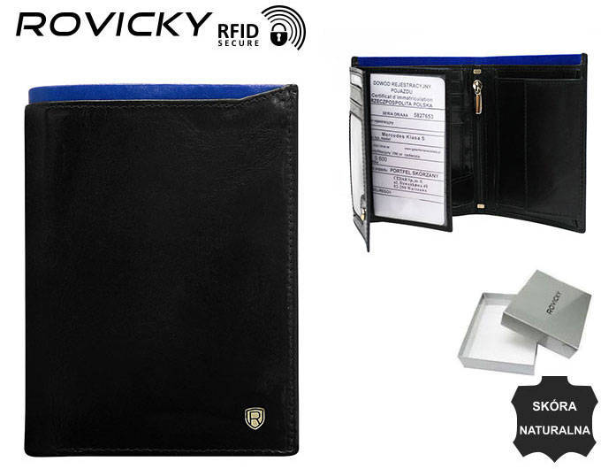 E-shop Pánska kožená peňaženka N4-RVT-6887 Black+Navy