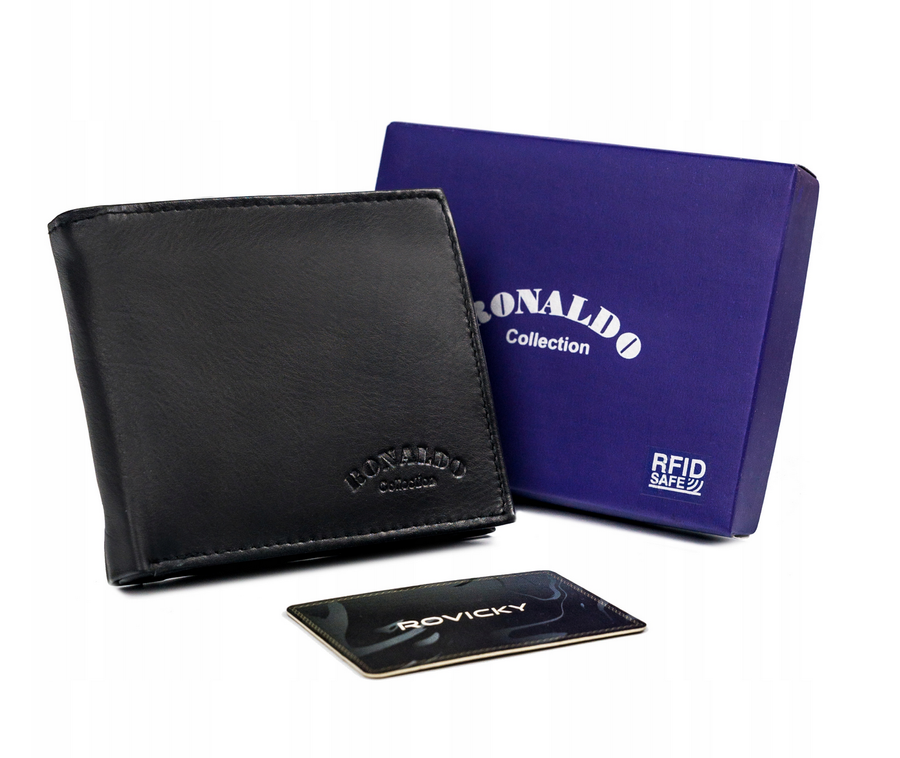 E-shop Klasická, horizontálna pánska kožená peňaženka bez zapínania - Ronaldo