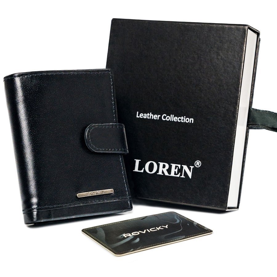 E-shop Lesklé kožené puzdro na karty so sponou a priehradkou na bankovky - Loren
