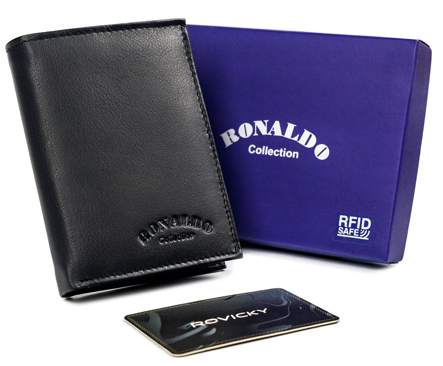 E-shop Pánska kožená skladacia peňaženka s úložným priestorom na zips - Ronaldo