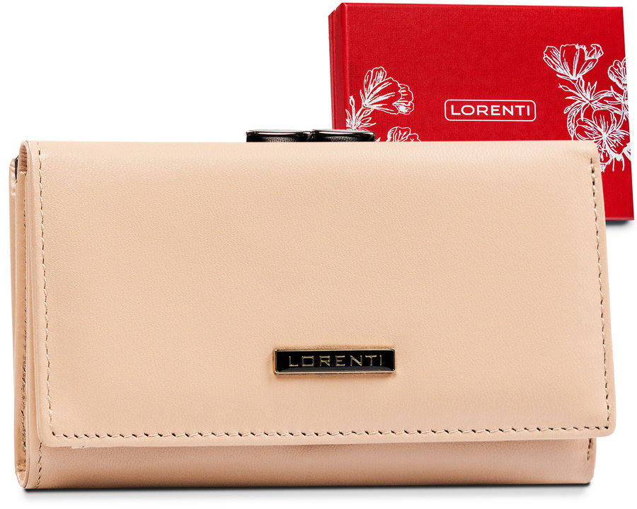Klasická dámska kožená peňaženka s ochranou RFID Protect kartou — Lorenti