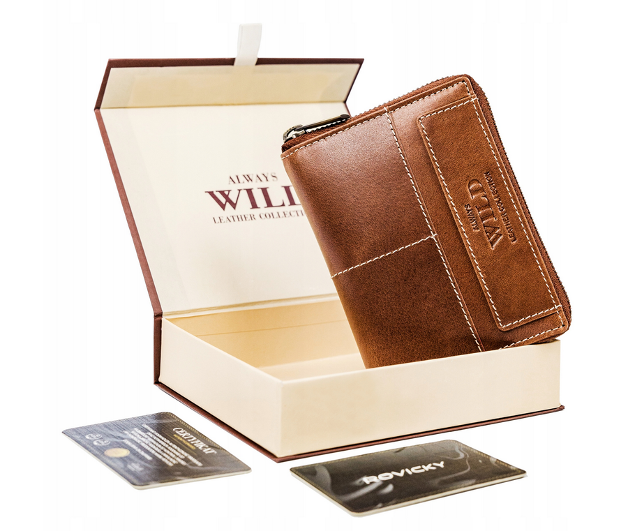 E-shop Veľká vertikálna kožená peňaženka s RFID - Always Wild