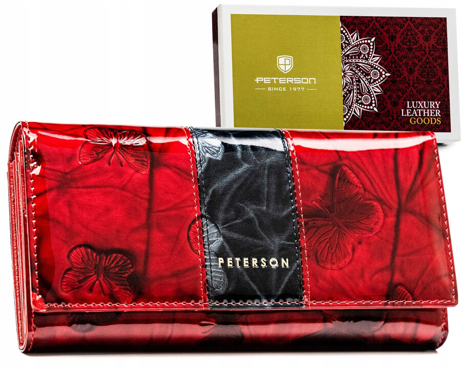 Dámska kožená peňaženka s vyrazeným vzorom motýľa - Peterson