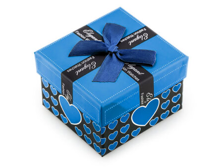 Gift box for watch - hearts navy blue