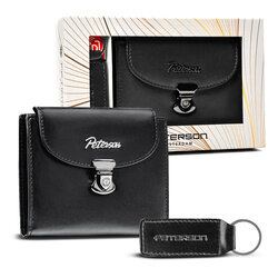 Leather wallet and keyring set PETERSON PTN SET-D-19-KCS