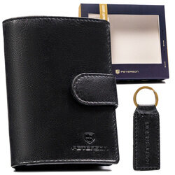 Leather wallet+key ring set PETERSON PTN SET-M-1542L-GVT