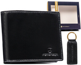 Leather wallet+key ring set PETERSON PTN SET-M-1549-GVT