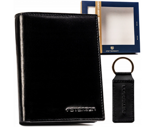 Leather wallet & key ring set PETERSON PTN SET-M-1549-KCS