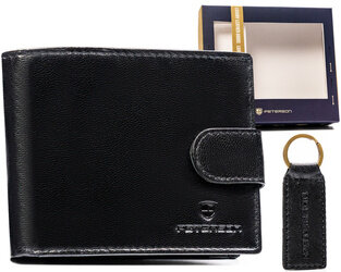 Leather wallet+key ring set PETERSON PTN SET-M-1549L-GVT