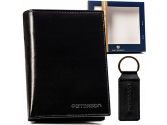 Leather wallet & key ring set PETERSON PTN SET-M-N4-KCS