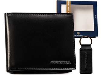 Leather wallet & key ring set PETERSON PTN SET-M-N992-KCS