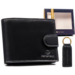 Leather wallet+key ring set PETERSON PTN SET-M-N992L-GVT