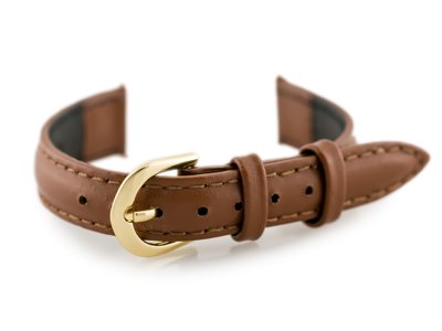 Leather watch strap - CASIO - camel/gold - 12mm