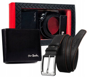 Leather's wallet and leather belt set PIERRE CARDIN ZM-PC