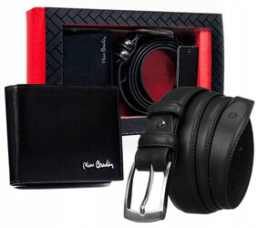 Leather's wallet and leatherette belt set PIERRE CARDIN ZM-PC