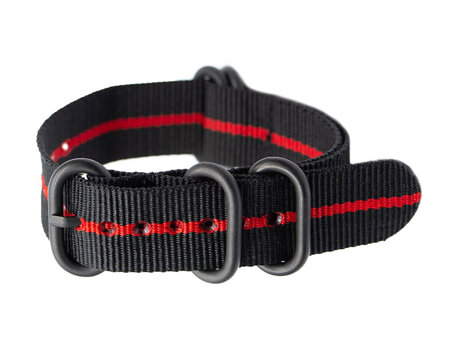 N01 NATO watch strap - black/red - 20mm