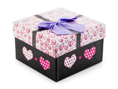 Prezentowe pudełko na zegarek - serduszka rózowo-czarne