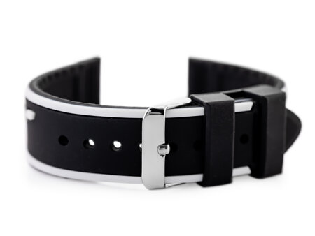 U06 rubber watch strap - black/white - 20mm