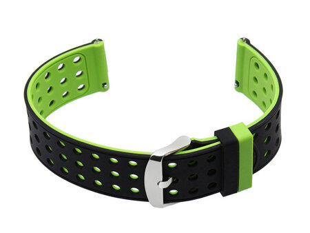 U12 watch rubber strap - black/green - 20mm