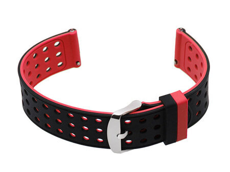 U12 watch rubber strap - black/red - 22mm