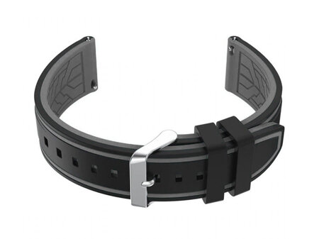 U14 rubber watch strap - black/gray - 20mm