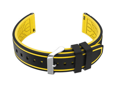 U14 rubber watch strap - black/yellow - 20mm