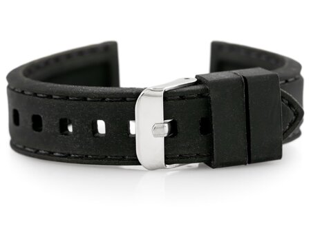 U20 rubber watch strap - black 18mm